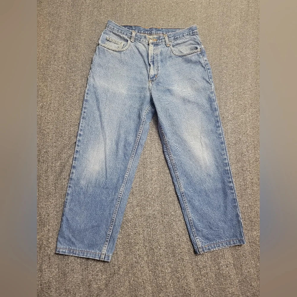 Members Mark Jeans Mens 34x30 Blue Relaxed Fit Durable Heavy Weight Denim Work